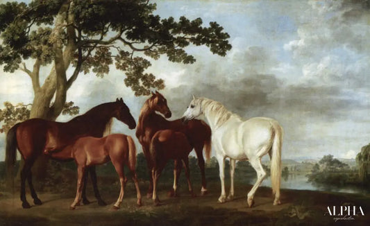 Juments et poulains - George Stubbs - Reproductions de tableaux et peintures haut de gamme