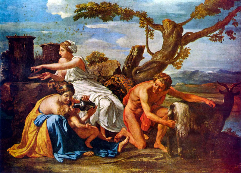 จูปิเตอร์ เด็กเลี้ยงด้วยแพะอัลมาธี - Nicolas Poussin