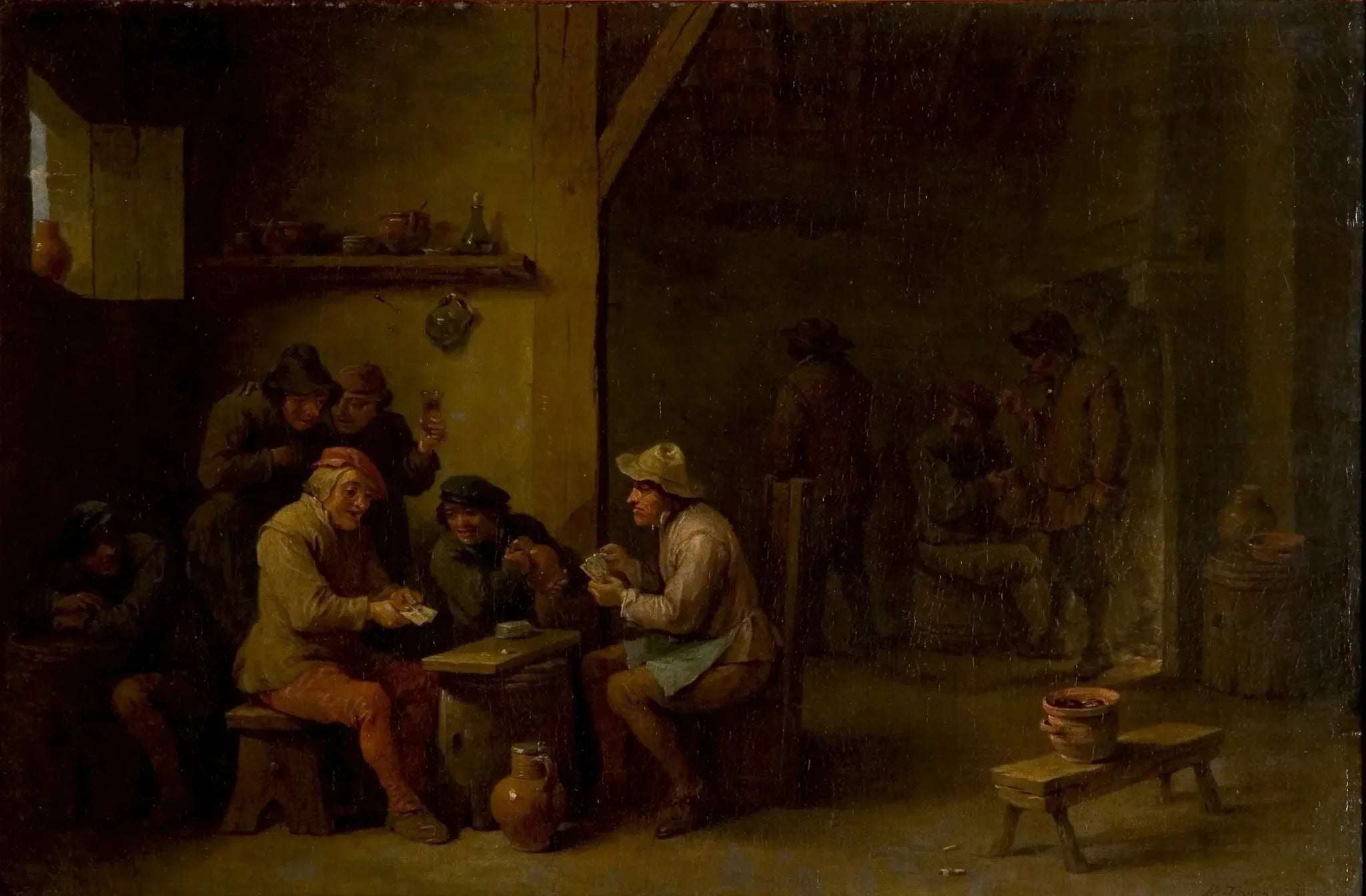 Kaartspelers in een herberg - David Teniers le Jeune image 1 reproduction de peinture à l’huile