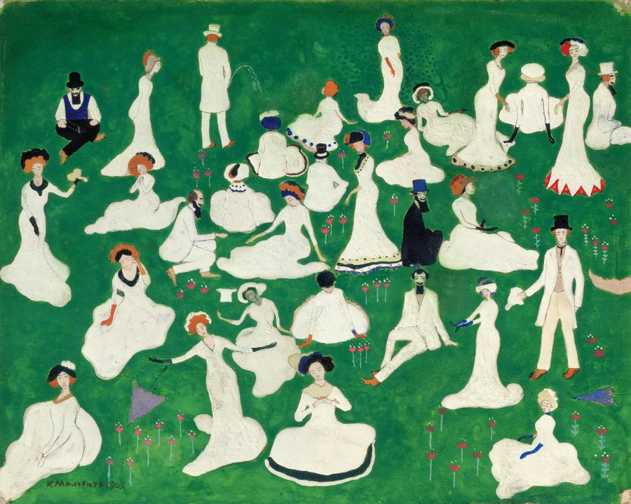 Repos, société aux hauts-de-forme, peinture de Kazimir Malevitch
