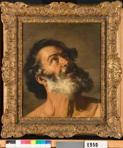 Kop van een oude man (Sint Petrus?) - Guido Reni image 1 copie peinte à la main à l’huile