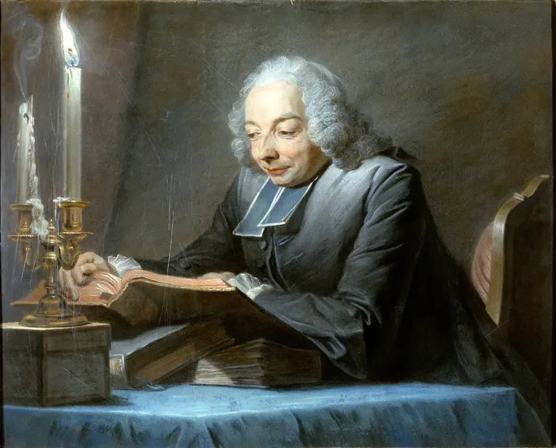 อับเบ จอห์น-แจ็ค ฮูเบอร์ ขณะอ่านหนังสือ (1699 –1747) - มอริซ-เควนติน เดอ ลา ทูร์