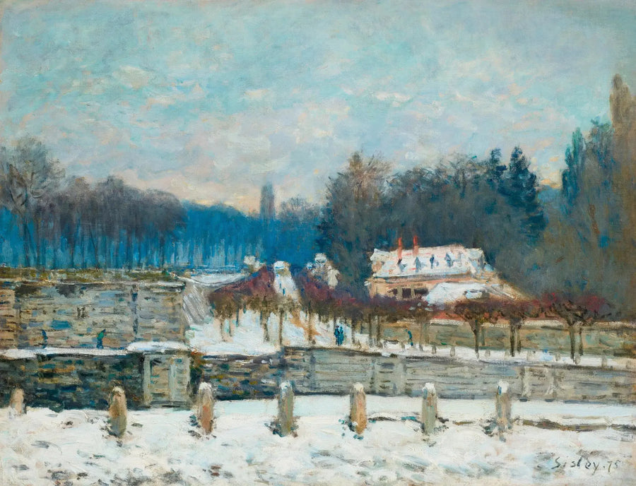 L'Abreuvoir de Marly-le-Roi, neige ou Jour d'hiver à Marly - Alfred Sisley