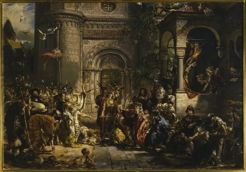 การต้อนรับชาวยิว จากซีรีส์ «ประวัติศาสตร์ของอารยธรรมในโปแลนด์» - Jan Matejko