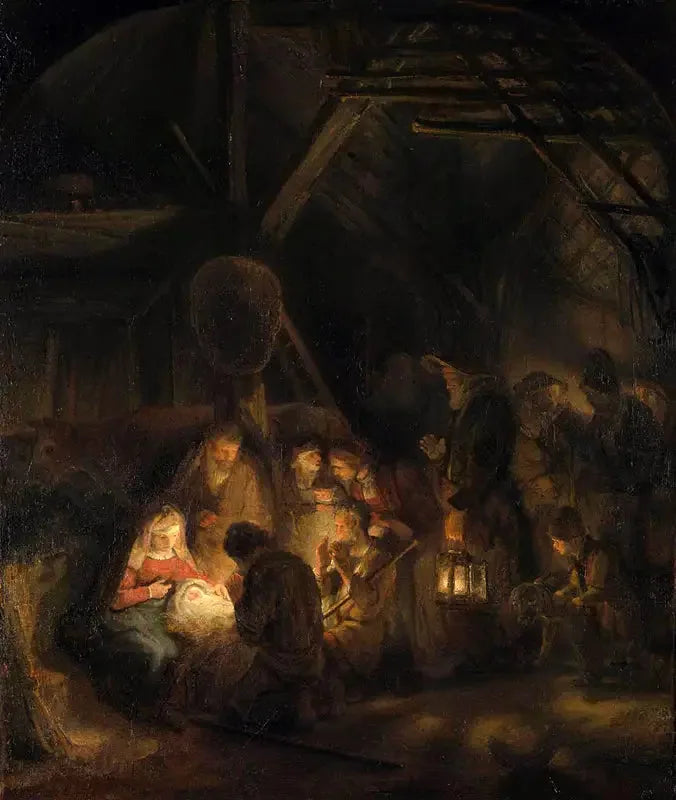 L’Adoration des bergers - Rembrandt image 1 reproduction de peinture à l’huile