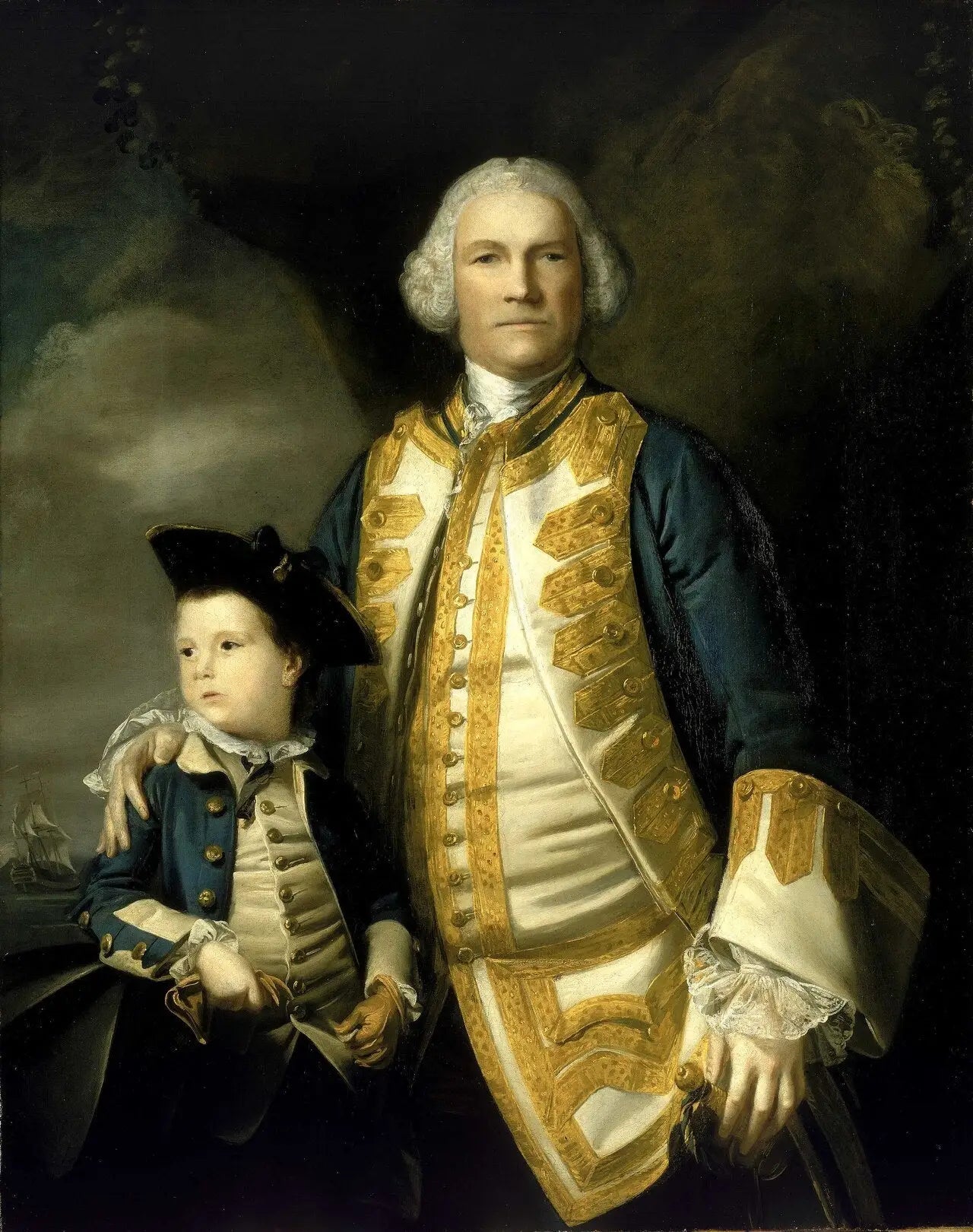 L'amiral Francis Holburne, 1704-1771, et son fils, Sir Francis, 4e baronnet, 1752-1820 - Joshua Reynolds image 1 reproduction d’œuvre d’art à l’huile