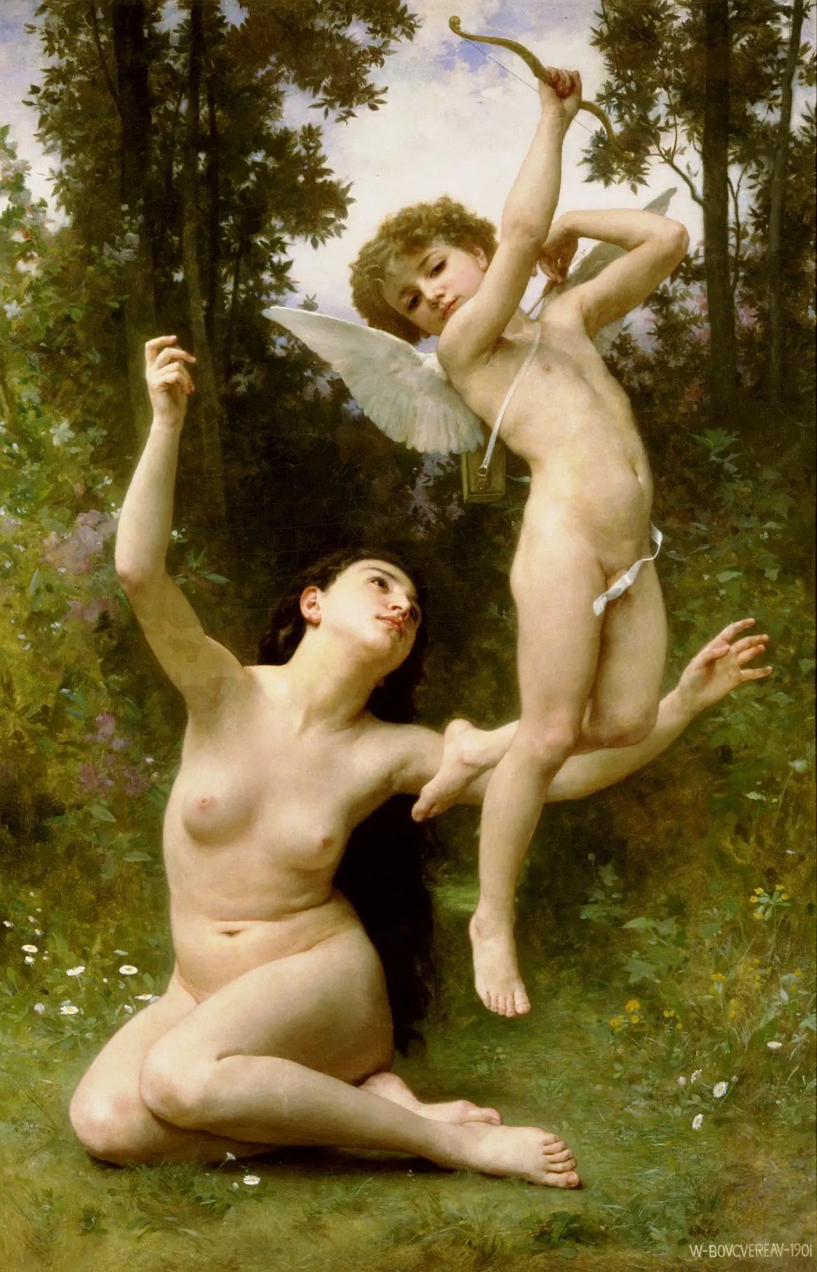 L'Amour s'envole - Bouguereau image 1 reproduction artisanale de tableau
