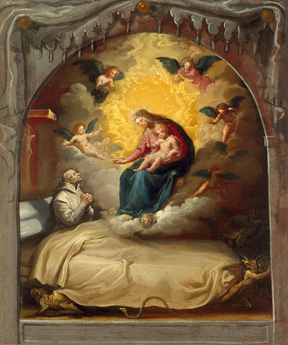 L'Apparition de la Vierge au mourant Pedro Faverio - Vincenzo Carducci image 1 copie de tableau peinte à la main