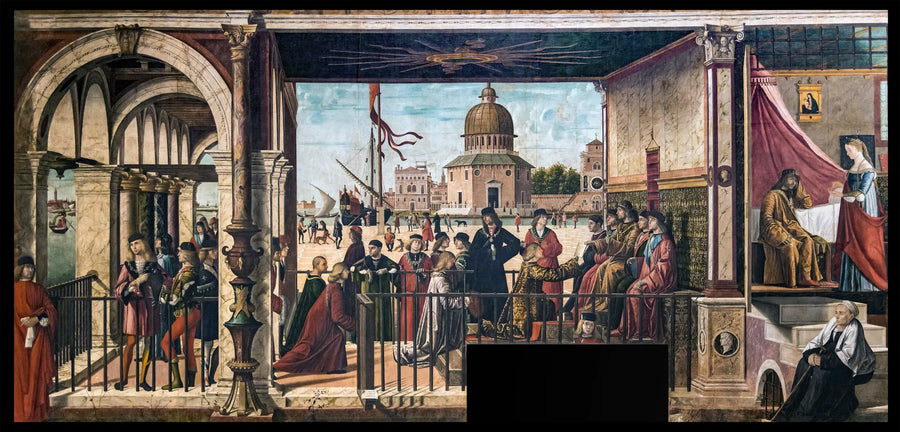 การมาถึงของทูตอังกฤษที่ราชสำนักของกษัตริย์บริตตานี - Vittore Carpaccio