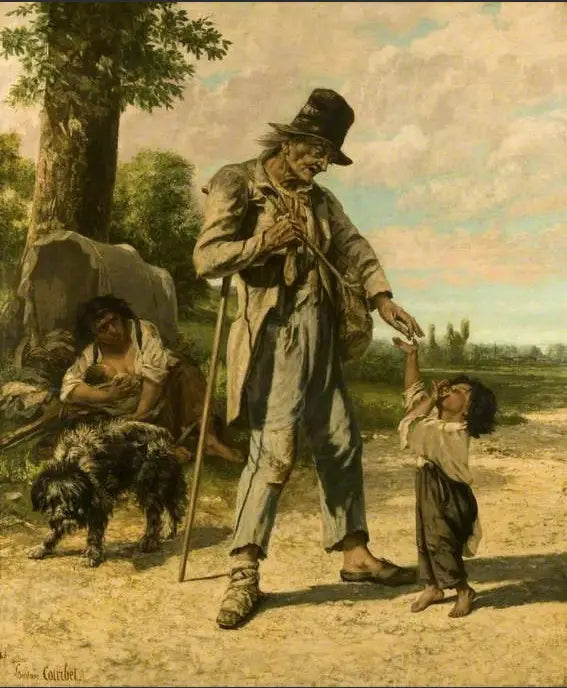 L'Aumône d'un mendiant à Ornans - Gustave Courbet image 1 copie de tableau peinte à la main