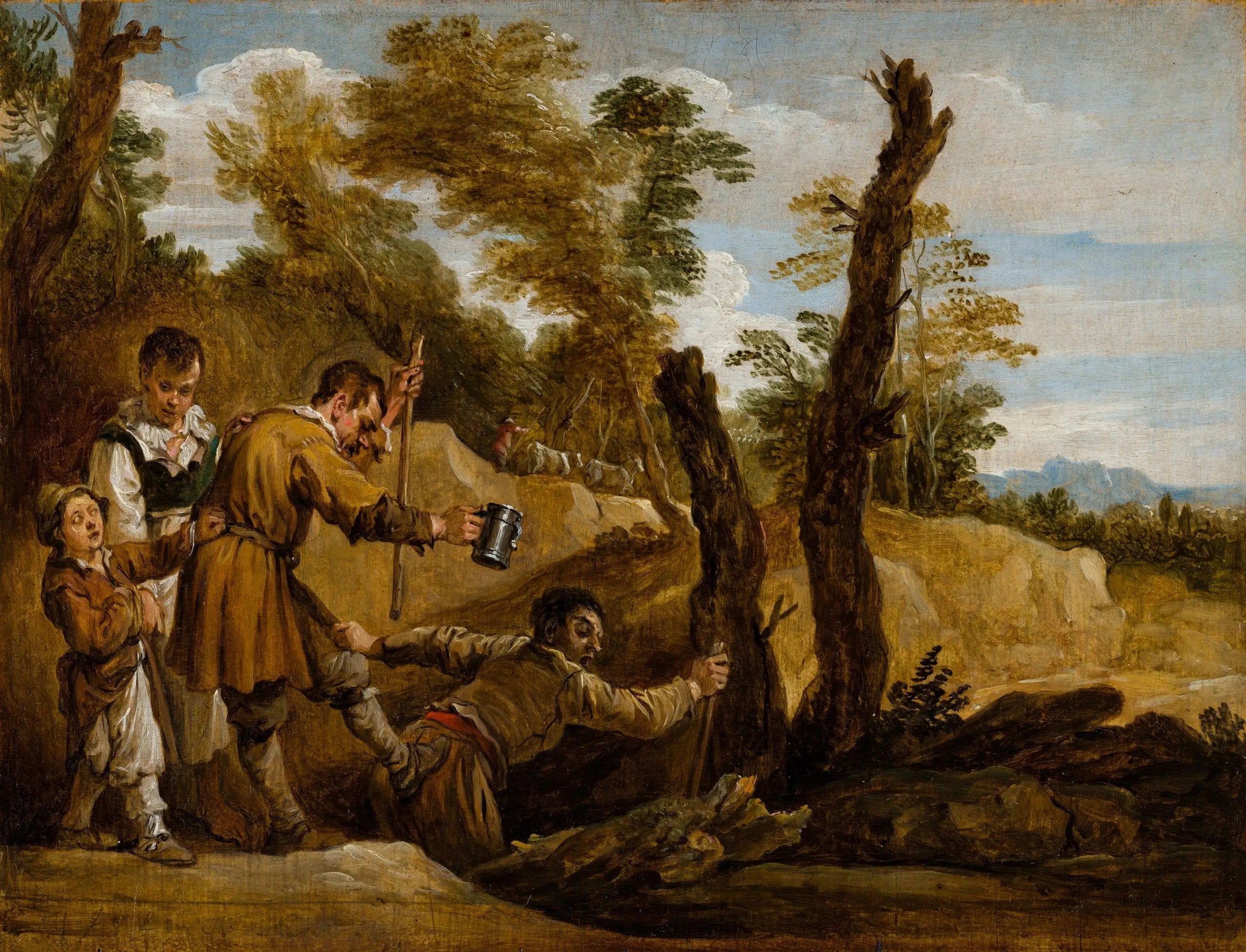 L'aveugle guidant l'aveugle - David Teniers le Jeune image 1 copie peinte à la main à l’huile