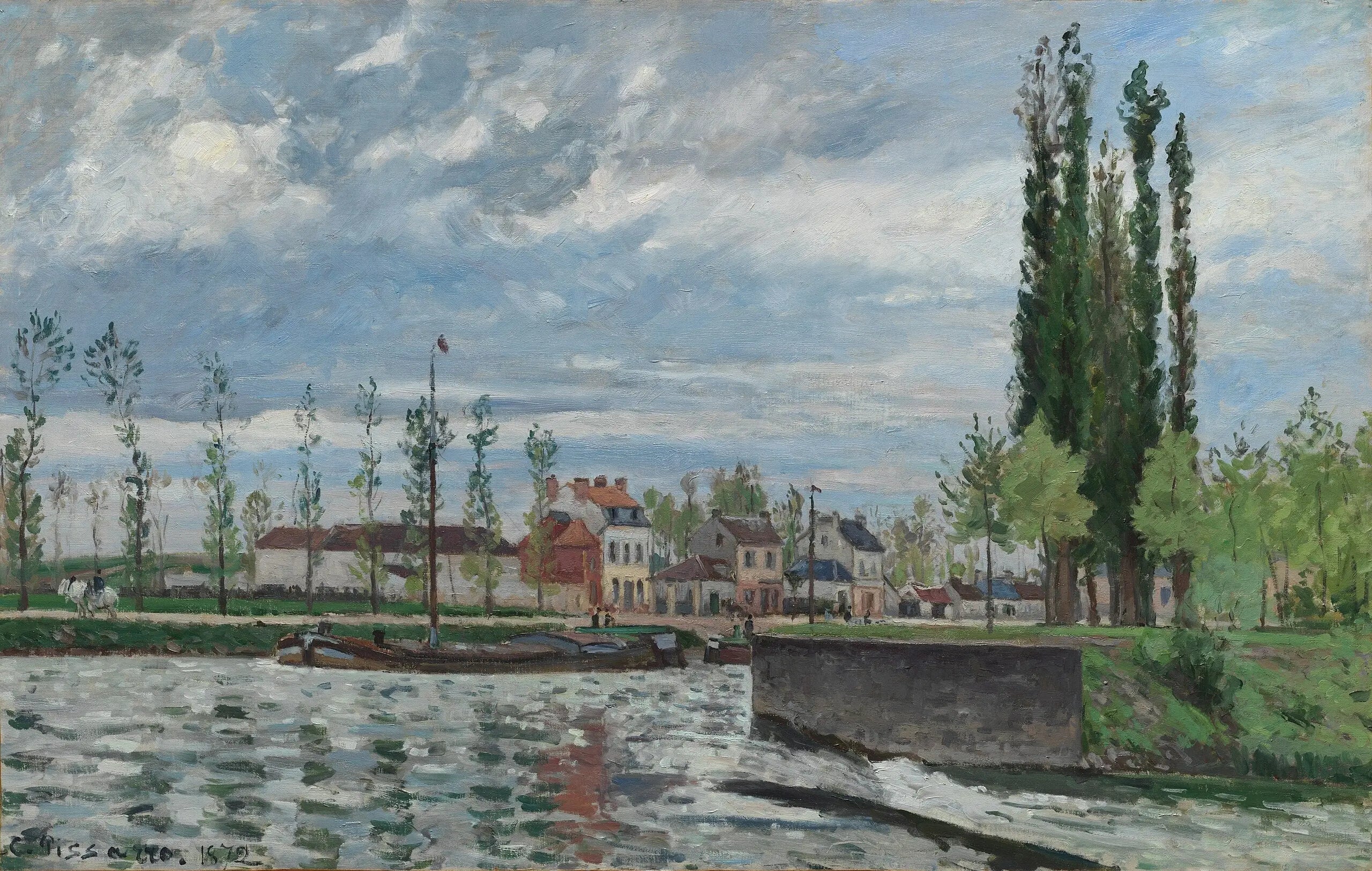 L'Écluse à Pontoise - Camille Pissarro image 1 copie de tableau peinte à la main