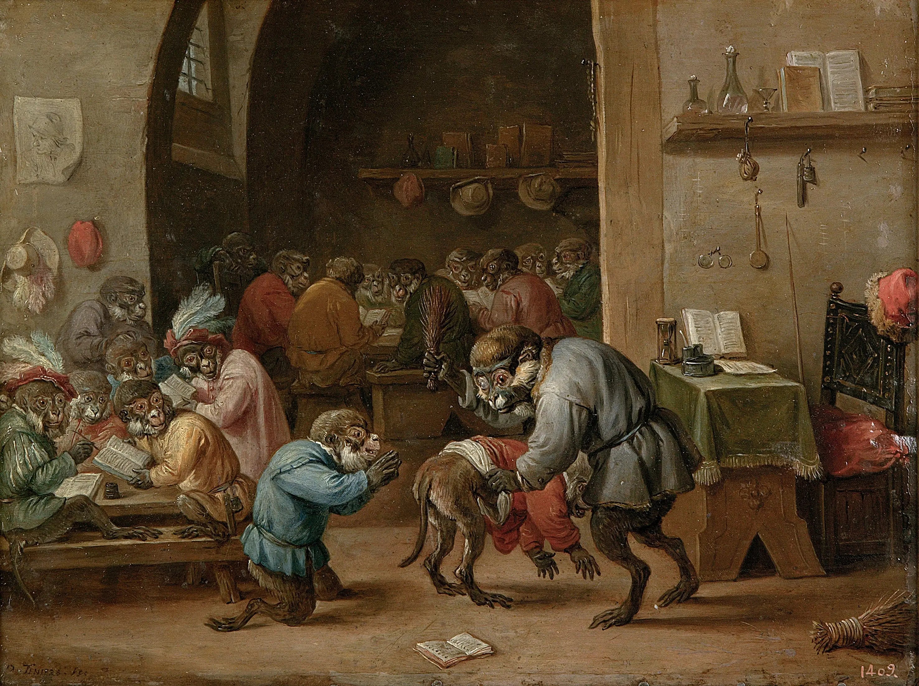 l'école des singes - David Teniers le Jeune image 1 reproduction d’œuvre d’art à l’huile