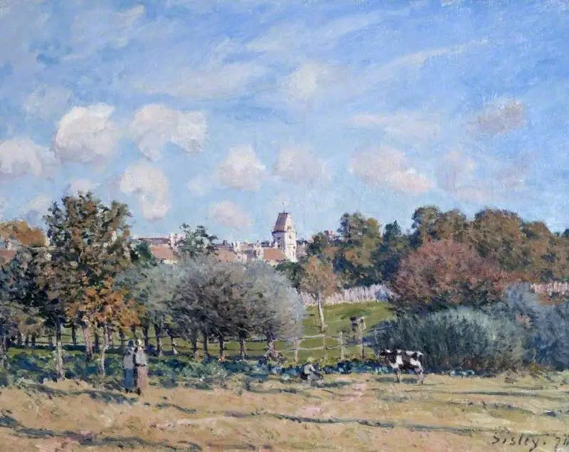 L'Église de Noisy-le-Roi, effet d'automne - Alfred Sisley image 1 reproduction de peinture à l’huile