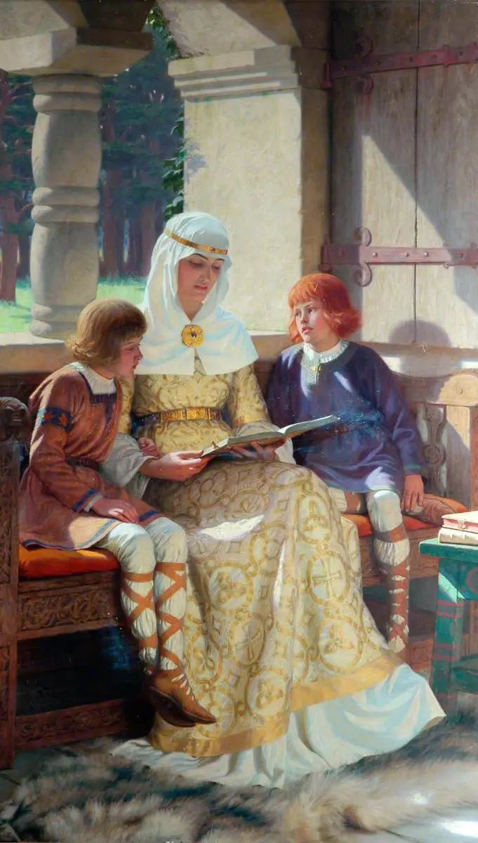 L'enfance d'Alfred le Grand - Edmund Blair Leighton image 1 copie peinte à la main à l’huile