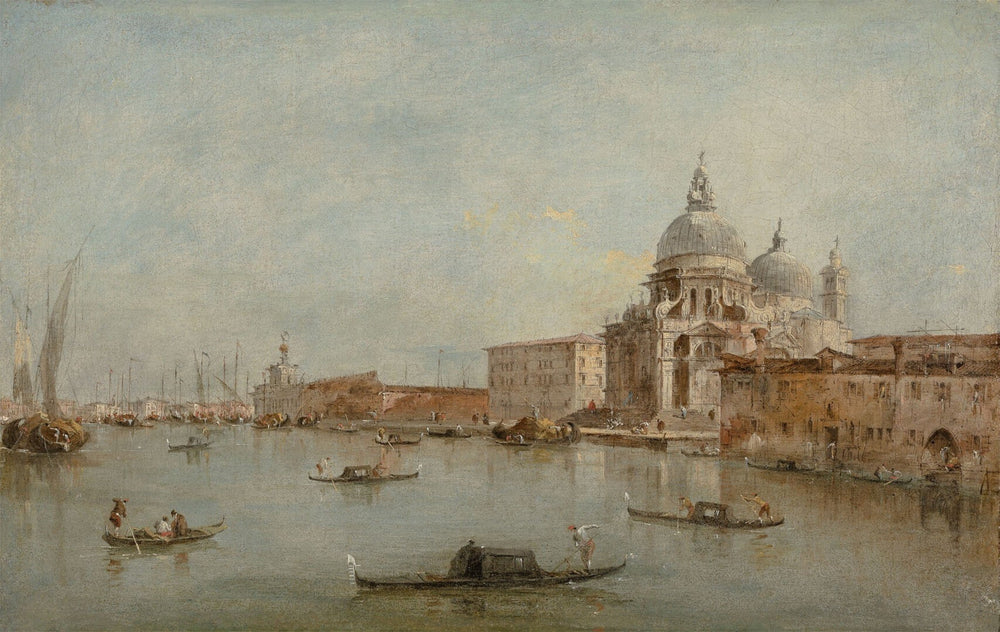 L'entrée du Grand Canal avec la basilique Santa Maria della Salute - Francesco Guardi image 1 copie de tableau peinte à la main