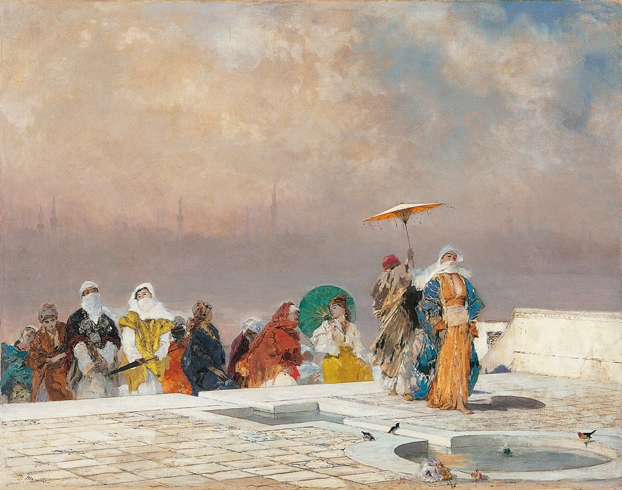 L'épouse du sultan revient de son bain - Domenico Morelli image 1 copie peinte à la main à l’huile