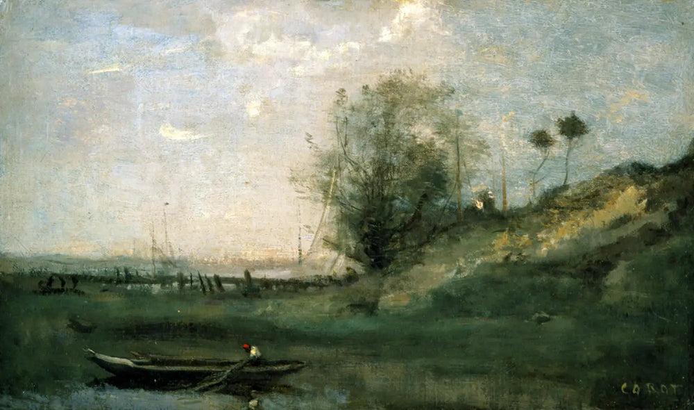L'Estacade normande - Jean-Baptiste Camille Corot image 1 copie de tableau peinte à la main