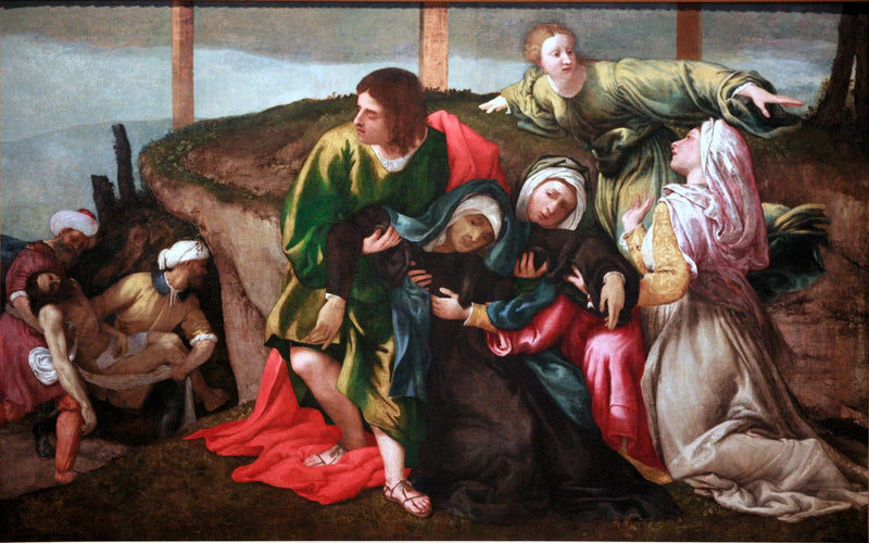การเป็นลมของพระแม่มารีในระหว่างการขนส่งพระคริสต์ - Lorenzo Lotto