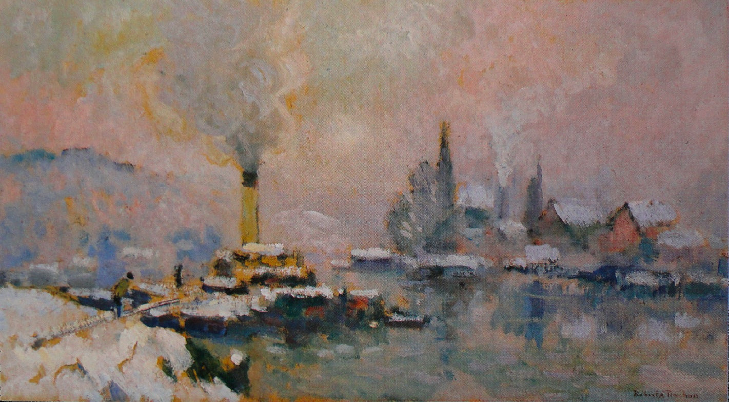 L'île Lacroix en hiver - Robert Antoine Pinchon image 1 copie peinte à la main à l’huile