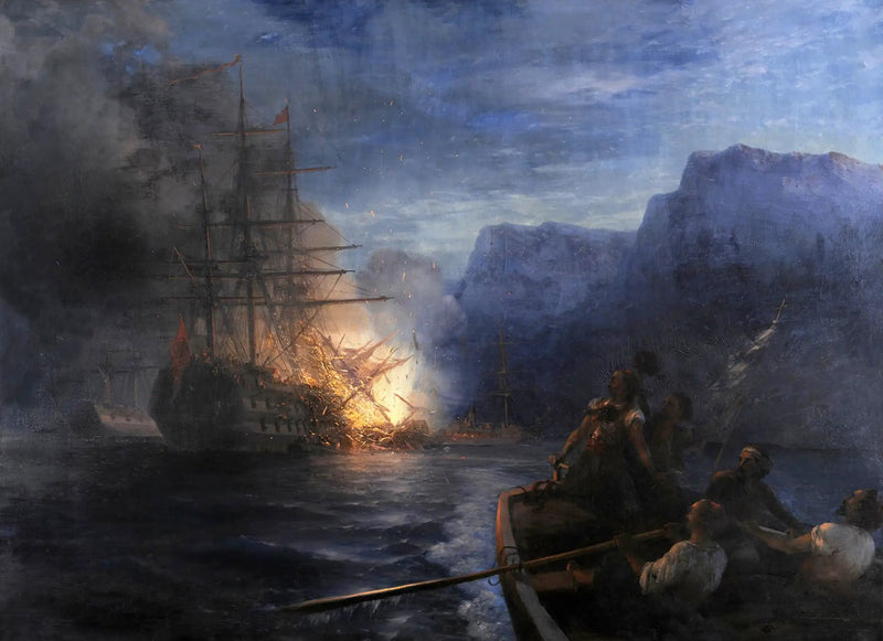 ไฟไหม้เรือธงตุรกีโดย Kanáris - Ivan Aïvazovski