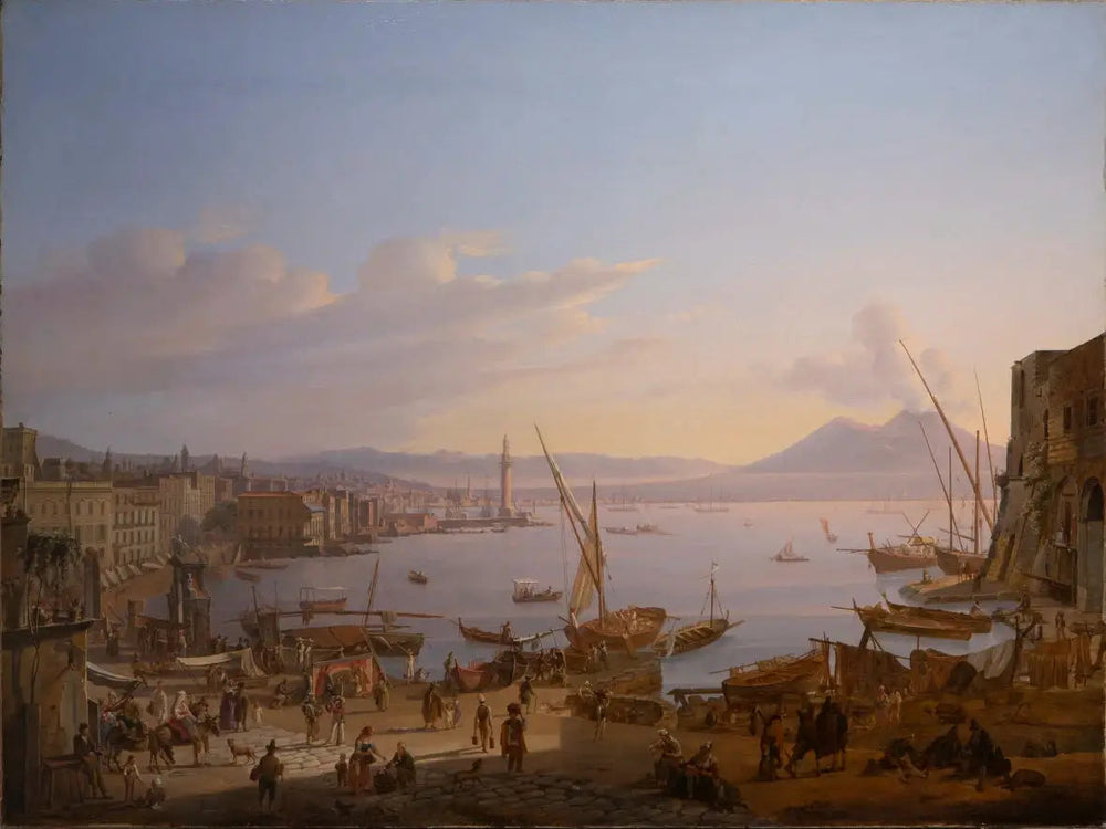La Baie de Naples avec le phare et le Vésuve en fond. - Antoine van Dyck image 1 reproduction d’œuvre d’art à l’huile