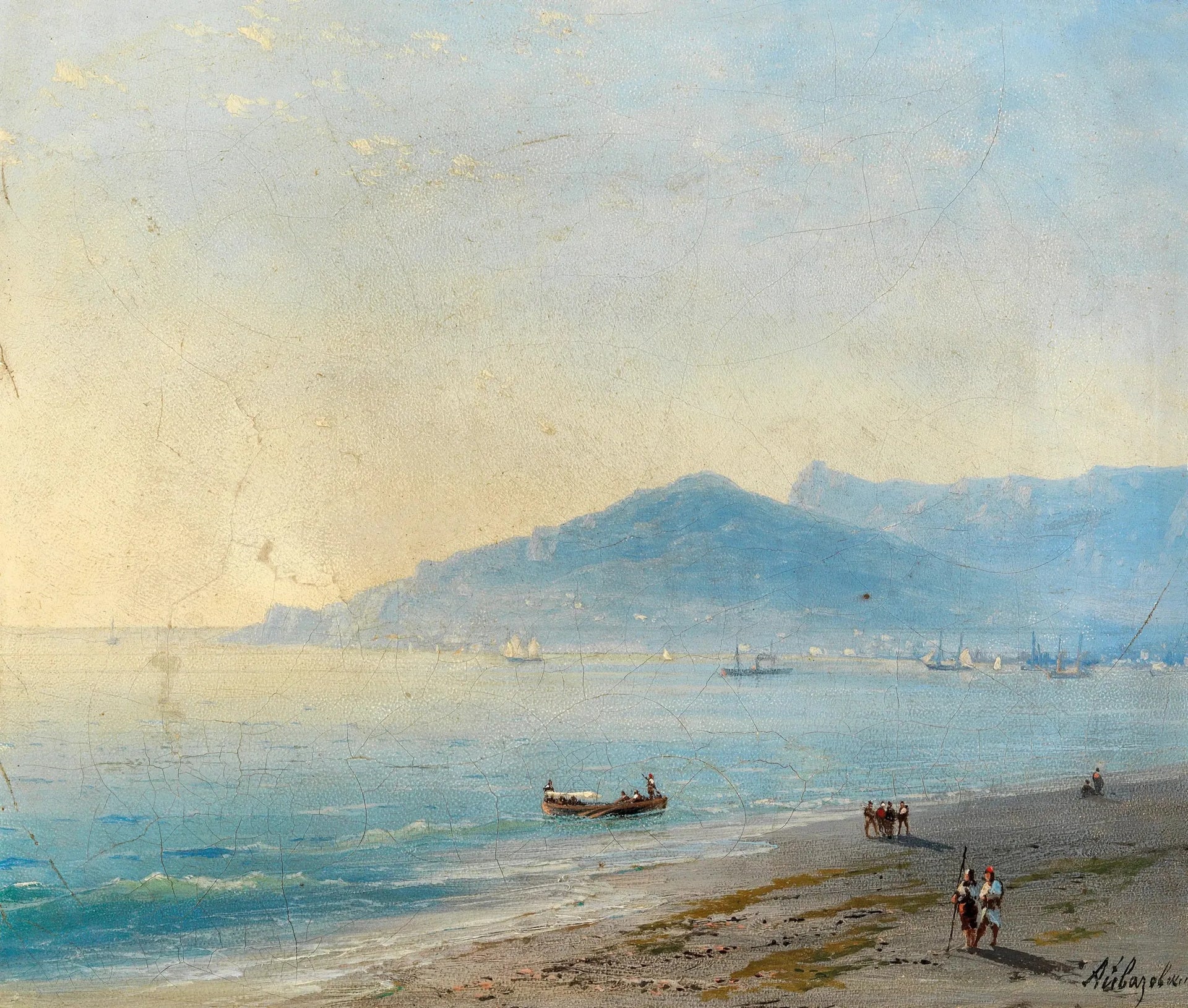 La baie de Yalta avec les montagnes Magobi et Ai Petri - Ivan Aïvazovski image 1 reproduction artisanale de tableau