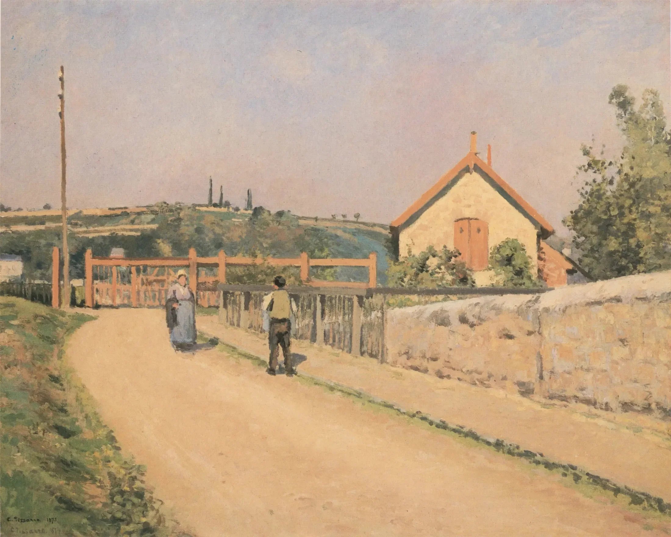 La Barrière du chemin de fer aux Pâtis, près Pontoise - Camille Pissarro image 1 copie peinte à la main à l’huile