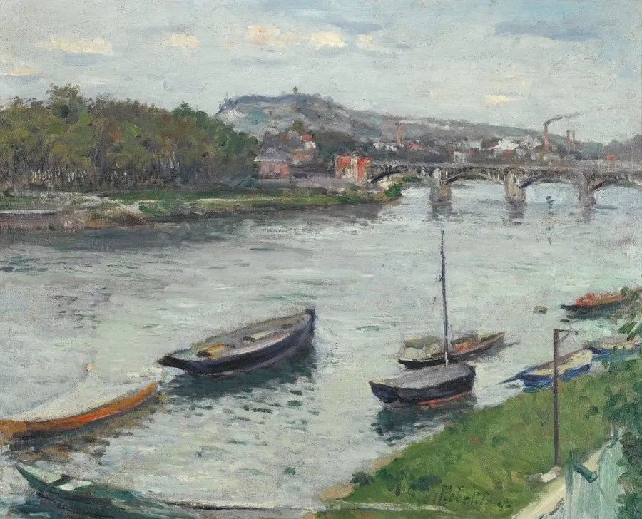 La Berge et le Pont d'Argenteuil - Gustave Caillebotte