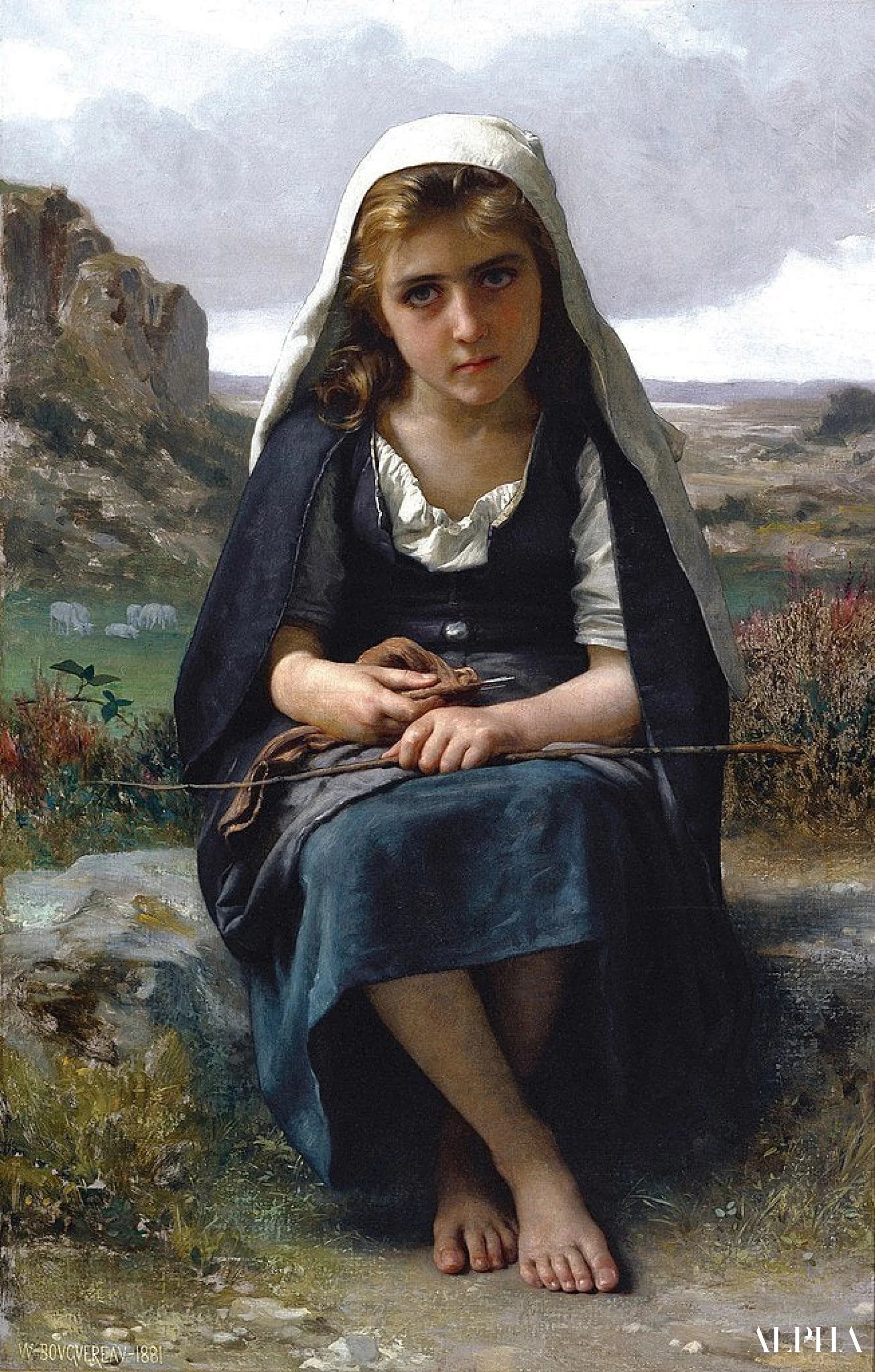 The Shepherdess, 1881 - William Bouguereau - High-end reproductions of paintings and artworks