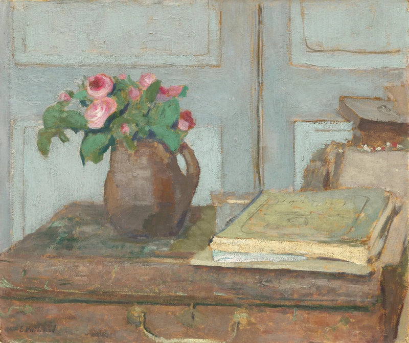 กล่องสีของศิลปินและกุหลาบฟองน้ำ - Édouard Vuillard