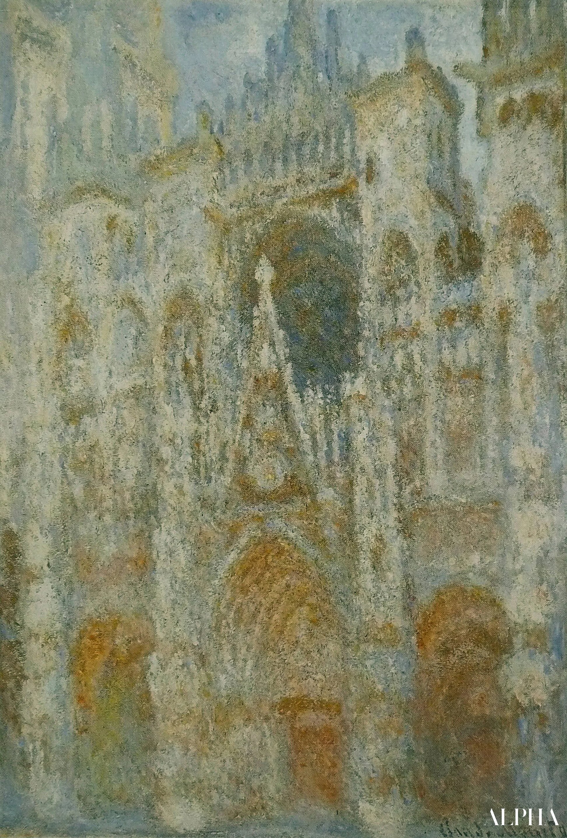 La Cathédrale de Rouen. Le portail, soleil matinal ; harmonie bleue (W1355) - Claude Monet - Reproductions de tableaux et peintures haut de gamme