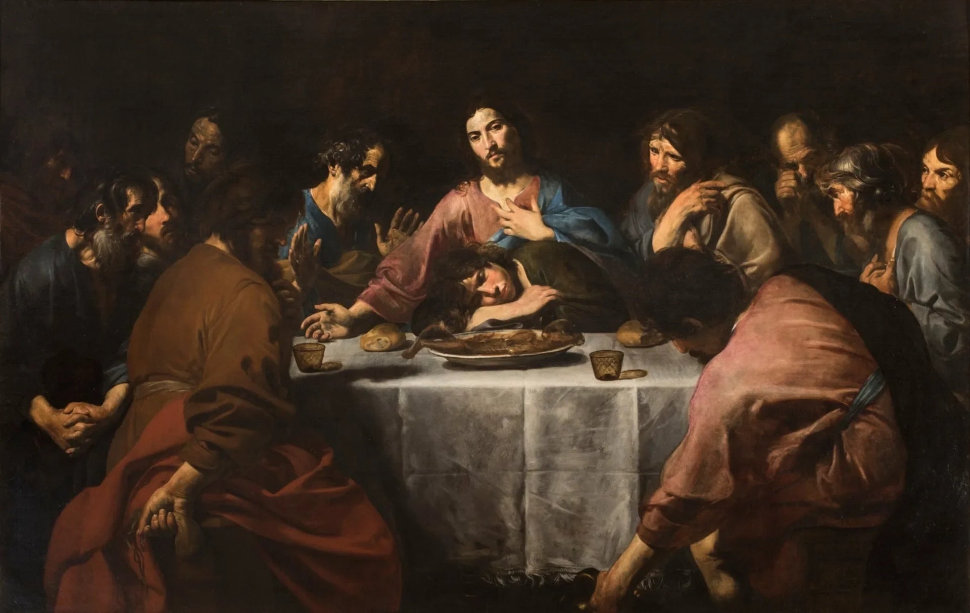La Cène - Valentin de Boulogne image 1 reproduction de peinture à l’huile