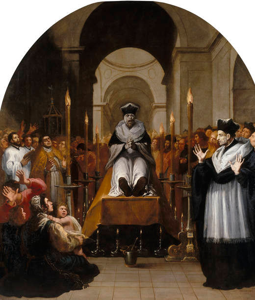 La conversion de saint Bruno devant le corps de Diocrès - Vincenzo Carducci image 1 copie de tableau peinte à la main