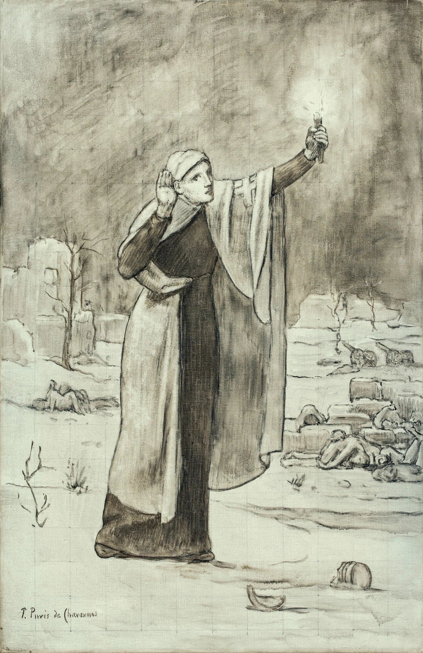 La Croix Rouge - Pierre Puvis de Chavannes image 1 copie peinte à la main à l’huile