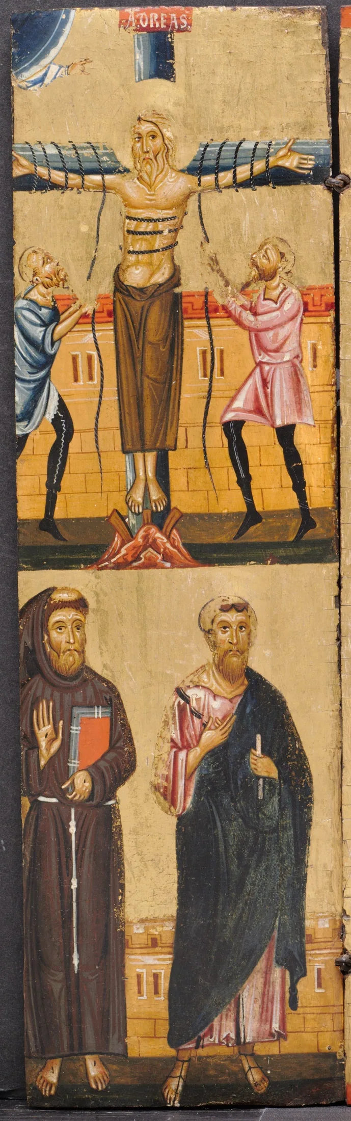 La Crucifixion de saint André, avec saint François et saint Paul en dessous - Berlinghiero Berlinghieri image 1 reproduction artisanale de tableau