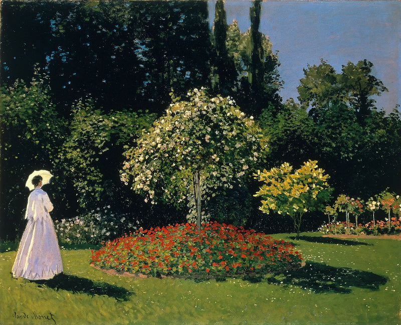 หญิงสาวในชุดขาวในสวน - Claude Monet