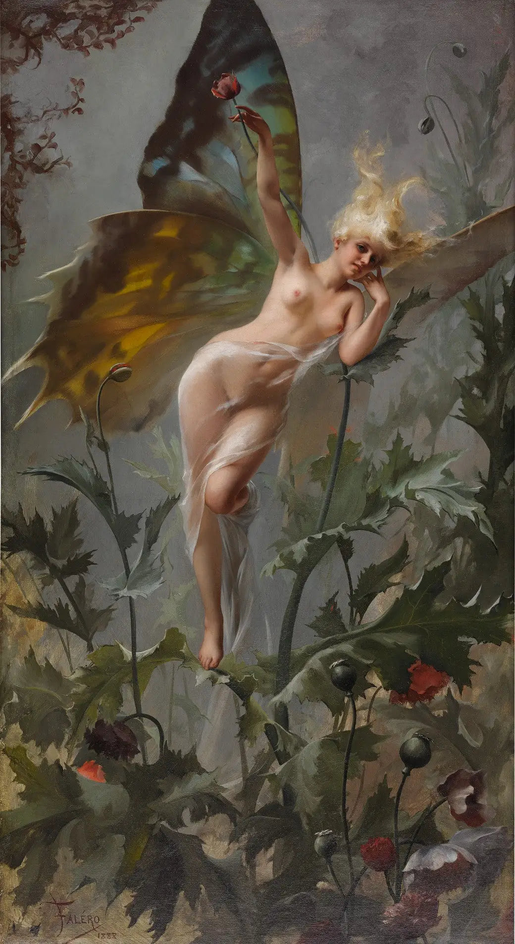 La Fée du Coquelicot - Luis Ricardo Falero image 1 copie peinte à la main à l’huile