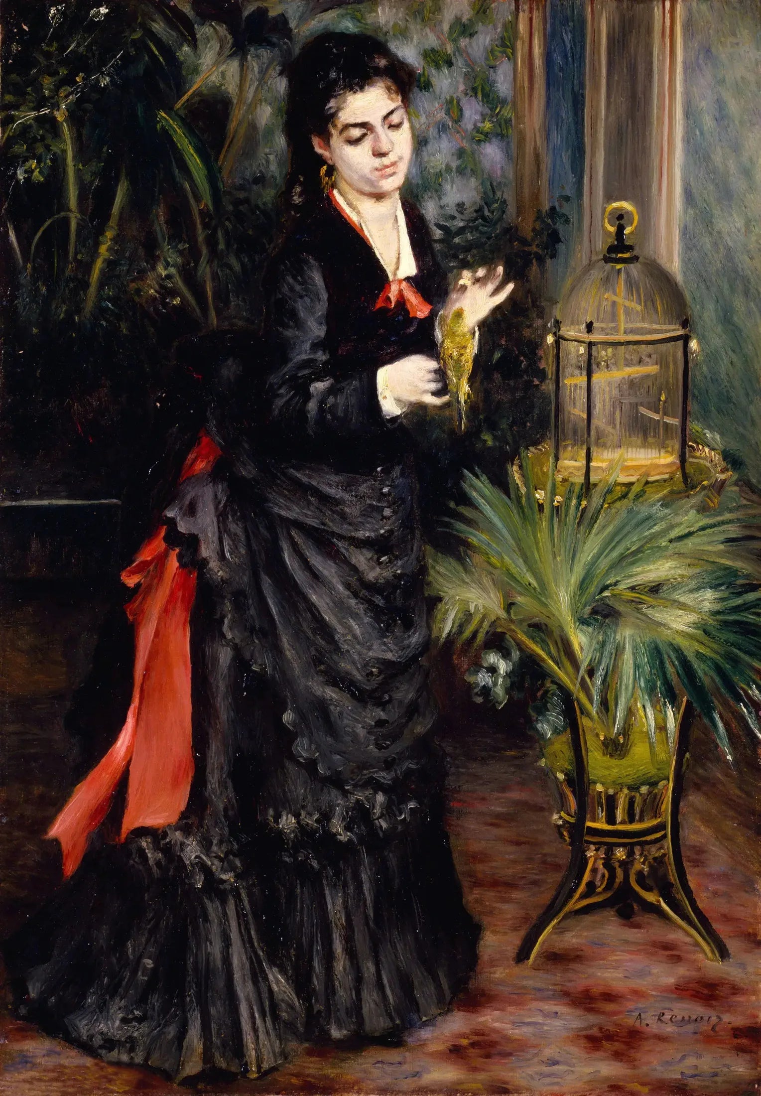 La Femme à la Perruche - Pierre-Auguste Renoir image 1 copie peinte à la main à l’huile