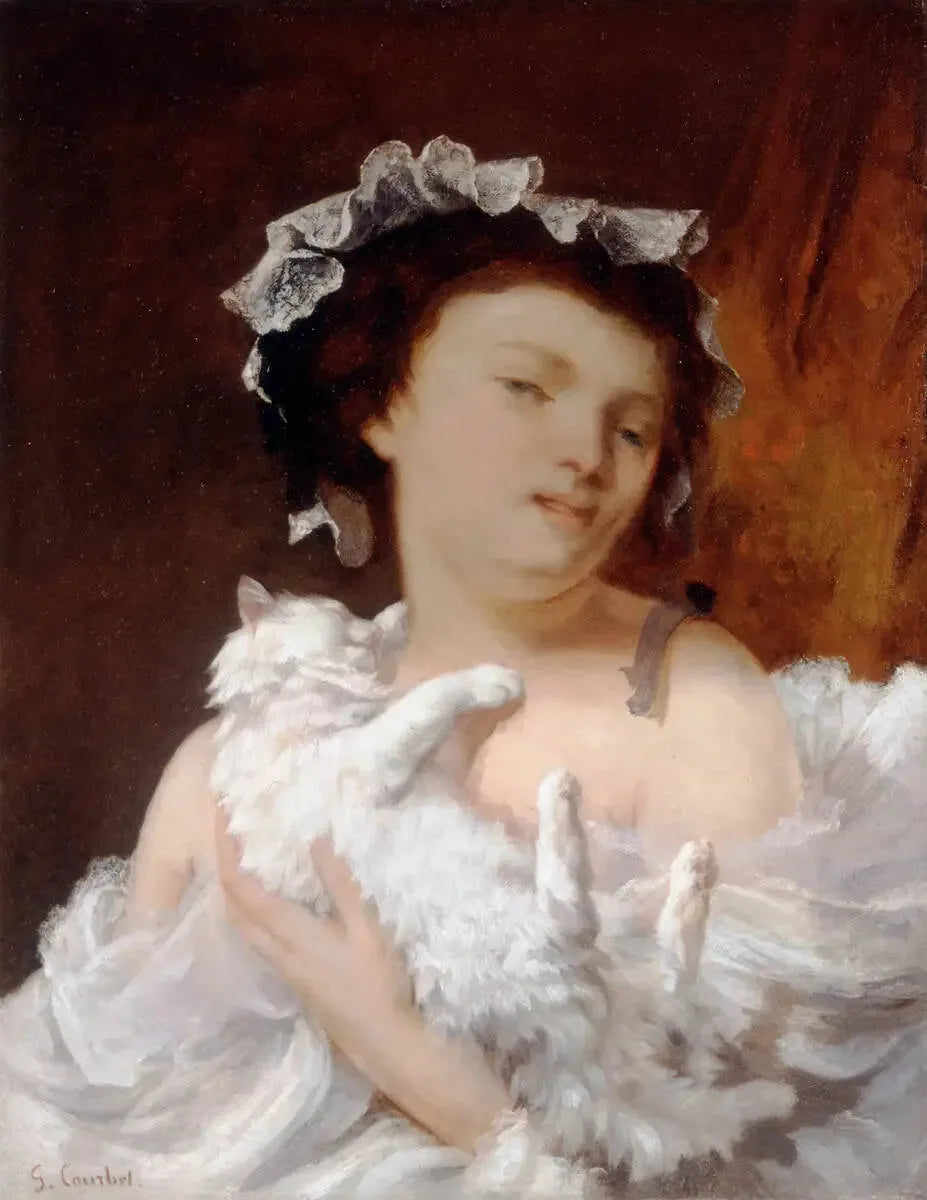 La Femme au chat - Gustave Courbet image 1 reproduction de peinture à l’huile