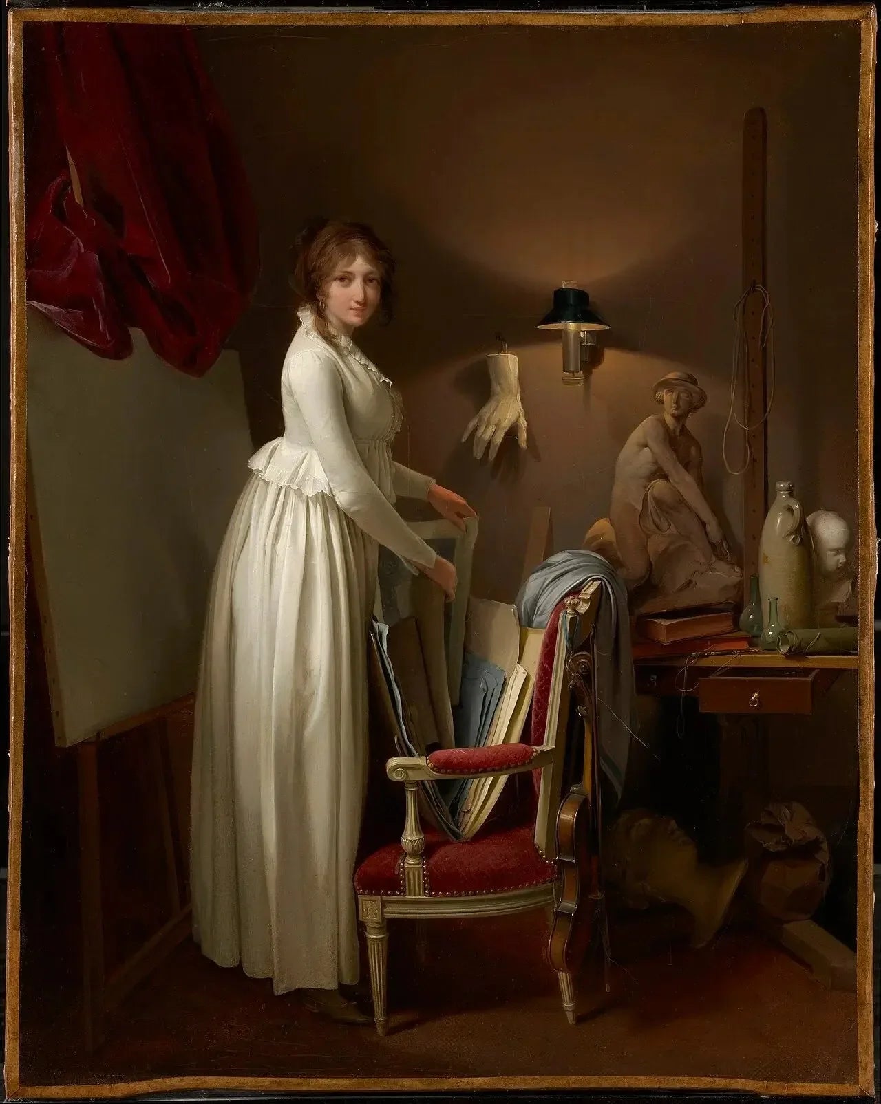 La femme de l'artiste dans son atelier - Louis-Léopold Boilly image 1 copie de tableau peinte à la main