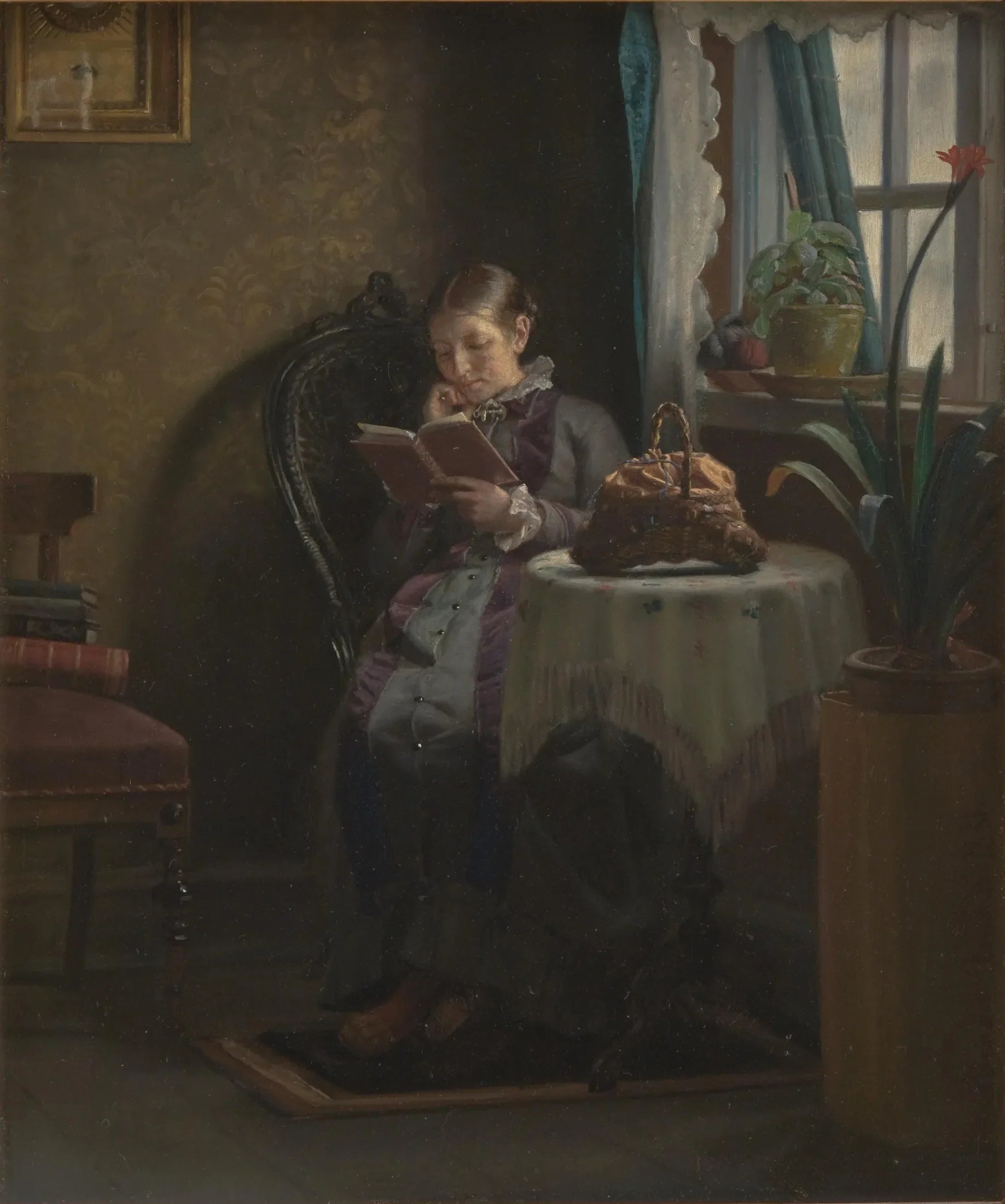La femme de l'artiste lit - Michael Peter Ancher image 1 copie peinte à la main à l’huile