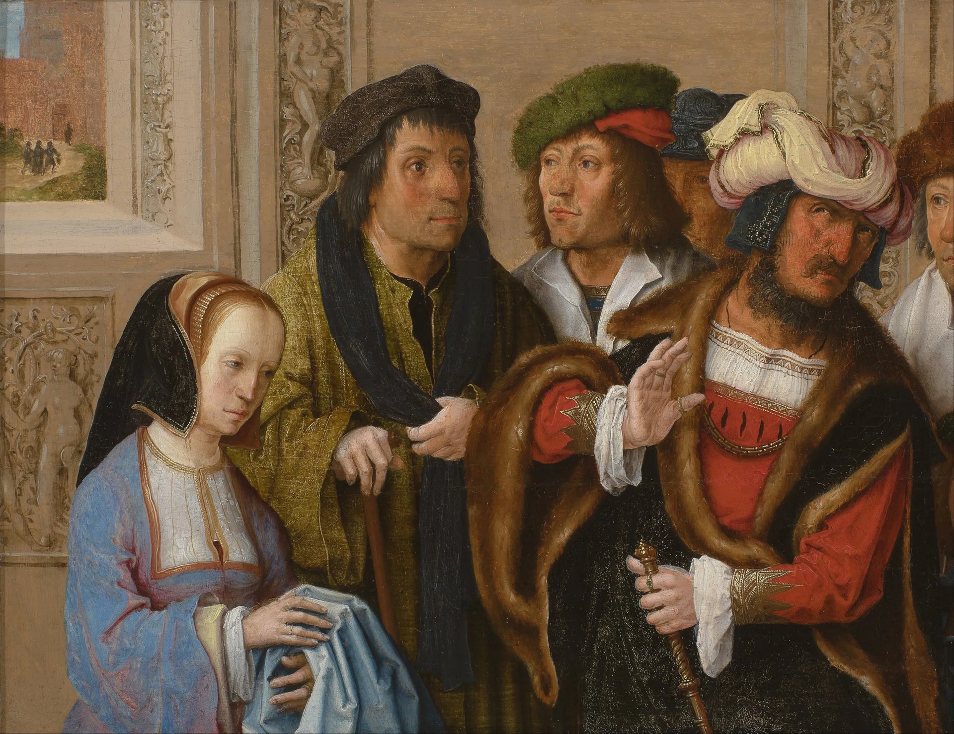 La femme de Potiphar exhibe le vêtement de Joseph - Lucas van Leyden image 1 reproduction réalisée par Alpha Reproduction