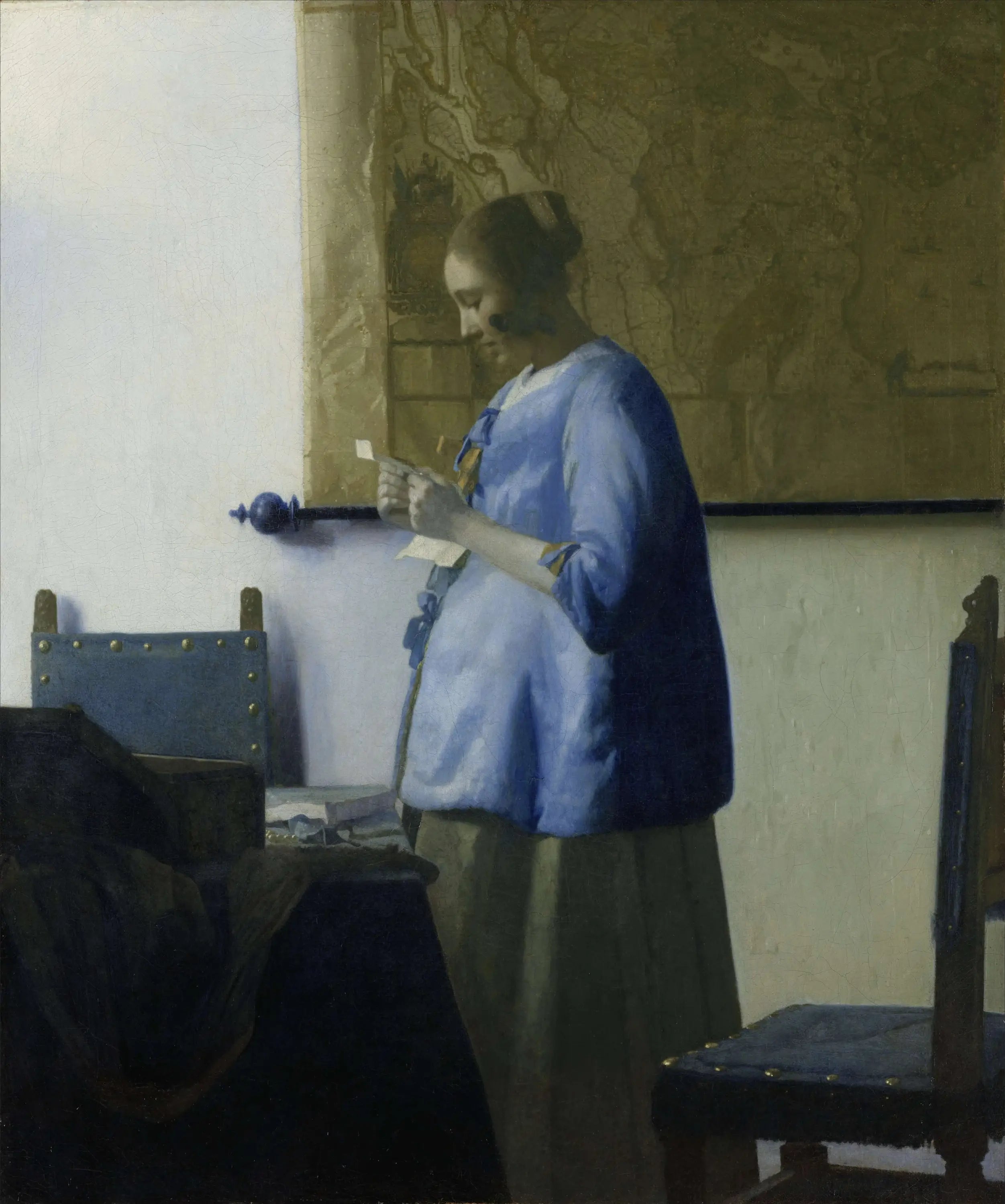 Reproduction du tableau « La Femme en bleu lisant une lettre - Johannes Vermeer » par Alpha Reproduction en peinture à l’huile