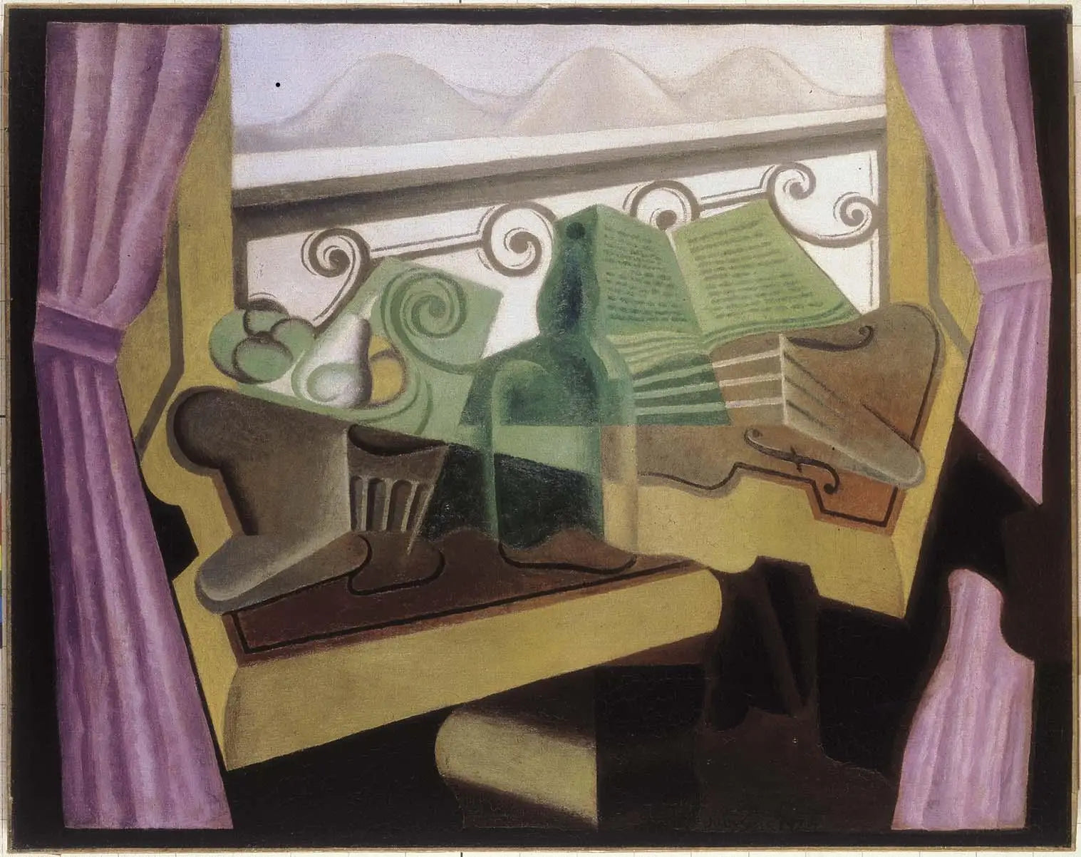La fenêtre aux collines - Juan Gris image 1 copie peinte à la main à l’huile