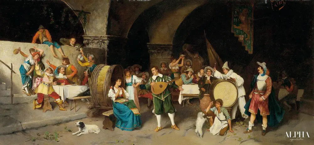 La fête à la Taverne - Luis Ricardo Falero - Reproductions de tableaux et peintures haut de gamme