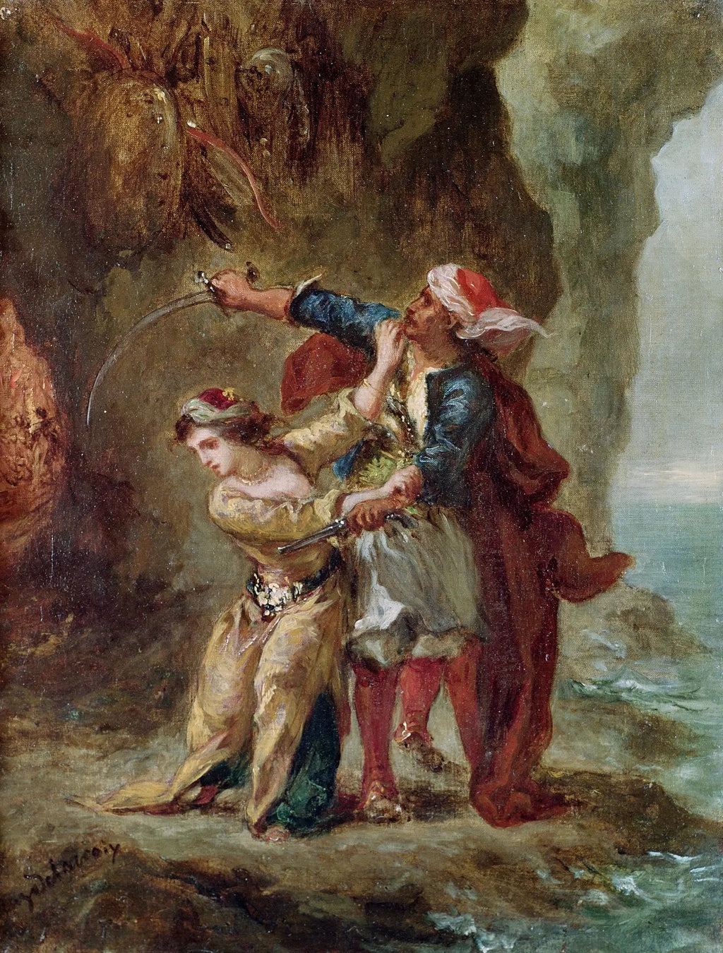 La Fiancée d'Abydos - Eugène Delacroix image 2 reproduction artisanale de tableau