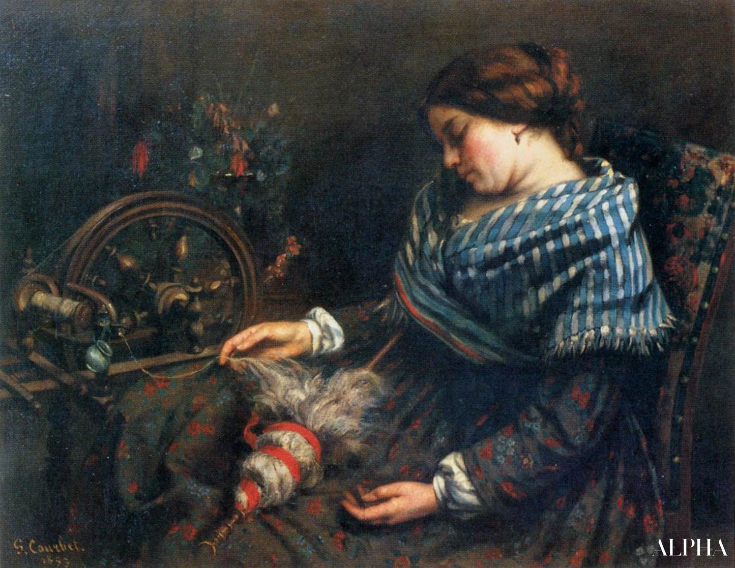 The Sleeping Spinner - Gustave Courbet - High-end reproductions of paintings and artworks