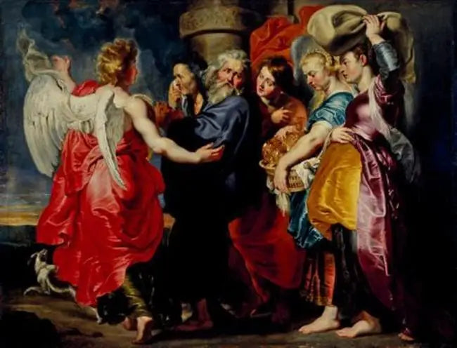 La fuite de Lot et de sa famille de Sodome (Genèse 19 : 12-24), après 1615 - Peter Paul Rubens image 1 copie de tableau peinte à la main