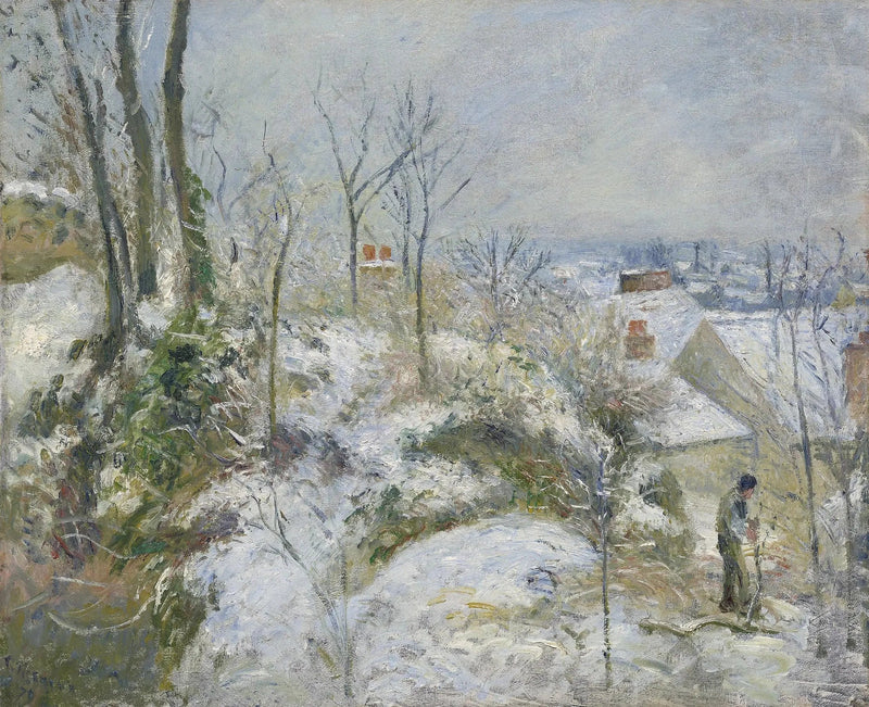 La Garenne, ชายฝั่ง Saint-Denis ที่ Pontoise, ผลกระทบของหิมะ - Camille Pissarro